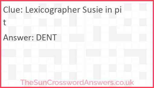 Lexicographer Susie in pit Answer