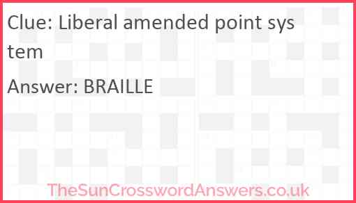 Liberal amended point system Answer