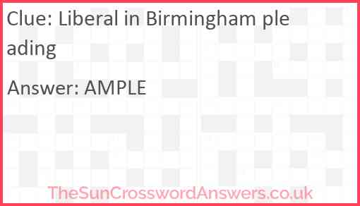 Liberal in Birmingham pleading Answer