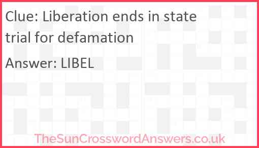 Liberation ends in state trial for defamation Answer