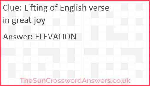 Lifting of English verse in great joy Answer