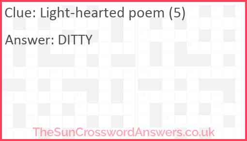 Light-hearted poem (5) Answer