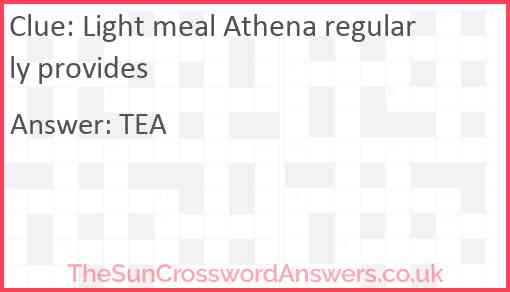 Light meal Athena regularly provides Answer