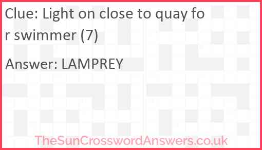 Light on close to quay for swimmer (7) Answer