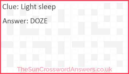 Light sleep Answer