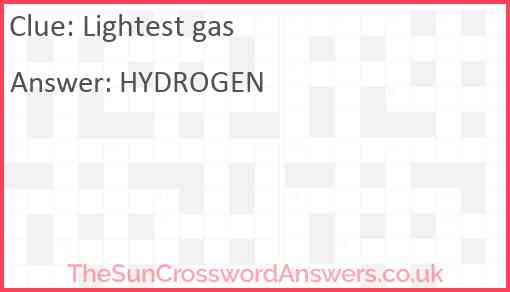 Lightest gas Answer