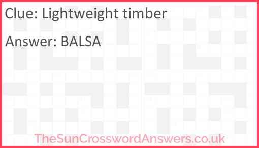 Lightweight timber Answer