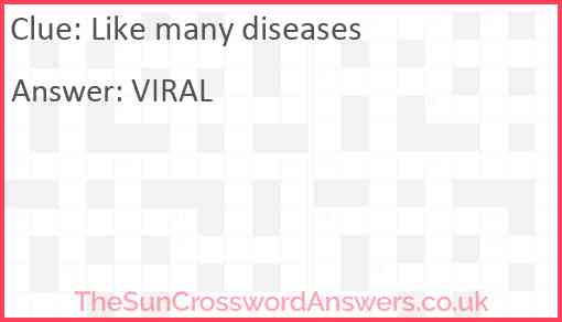 Like many diseases Answer