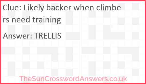 Likely backer when climbers need training Answer