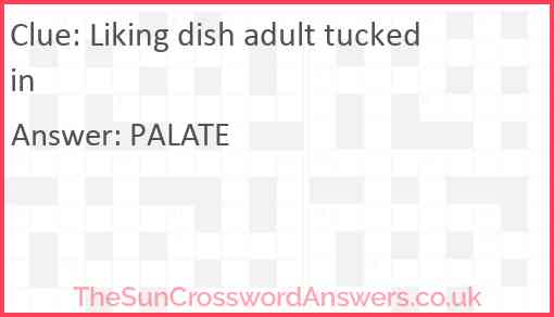 Liking dish adult tucked in Answer