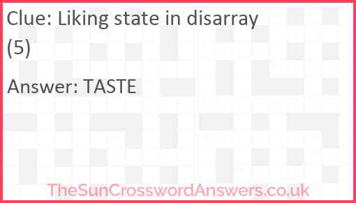Liking state in disarray (5) Answer
