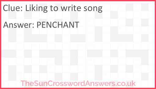 Liking to write song Answer