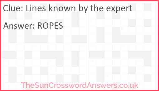 Lines known by the expert Answer