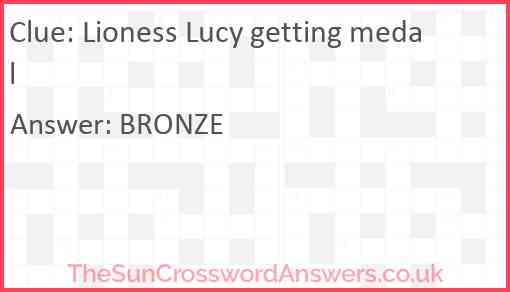 Lioness Lucy getting medal Answer