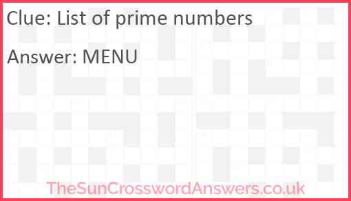 List of prime numbers Answer