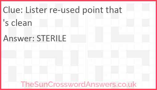 Lister re-used point that's clean Answer