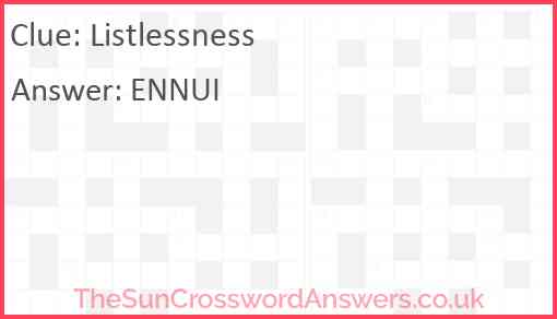 Listlessness Answer