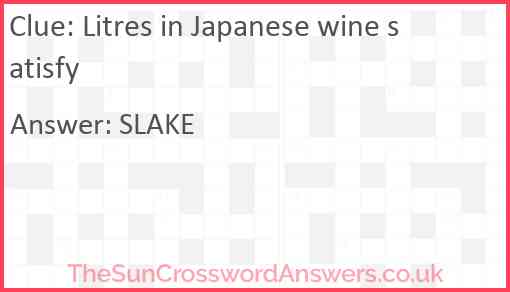 Litres in Japanese wine satisfy Answer