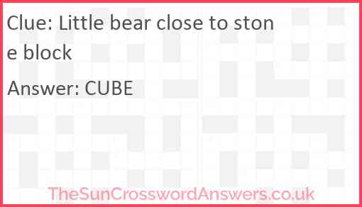 Little bear close to stone block Answer