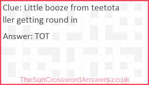 Little booze from teetotaller getting round in Answer
