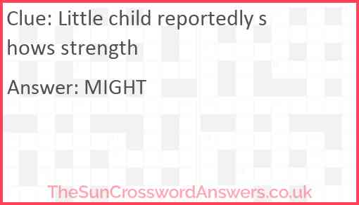 Little child reportedly shows strength Answer