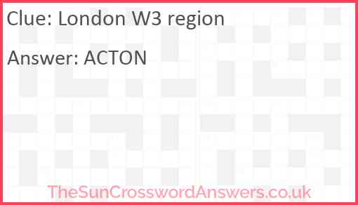 London W3 region Answer
