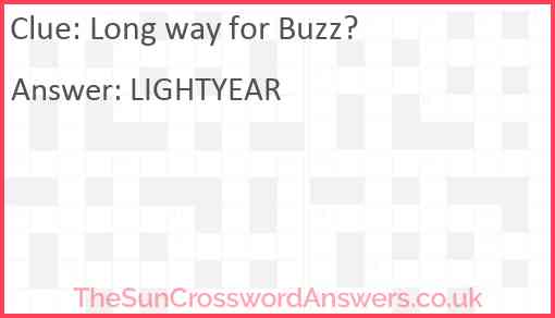 Long way for Buzz? Answer