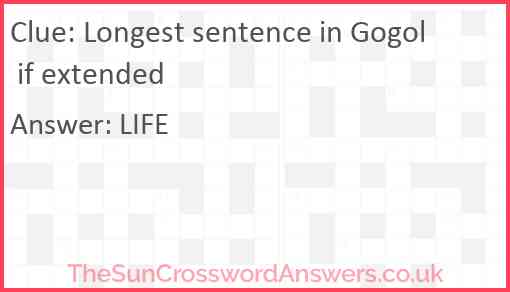 Longest sentence in Gogol if extended Answer