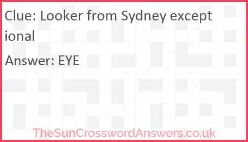 Looker from Sydney exceptional Answer