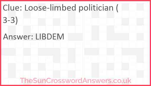 Loose-limbed politician (3-3) Answer