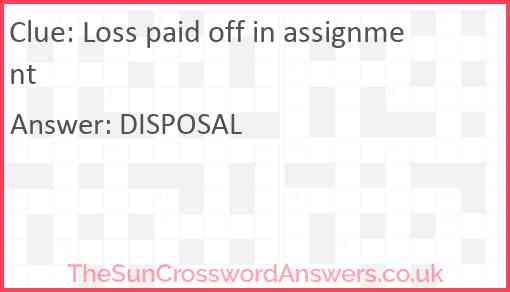 Loss paid off in assignment Answer