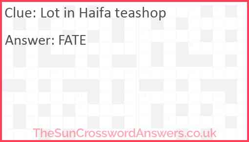 Lot in Haifa teashop Answer