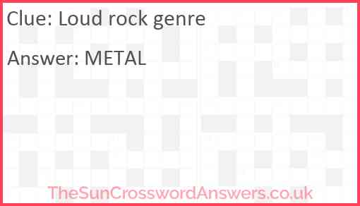 Loud rock genre Answer
