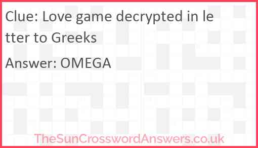 Love game decrypted in letter to Greeks Answer