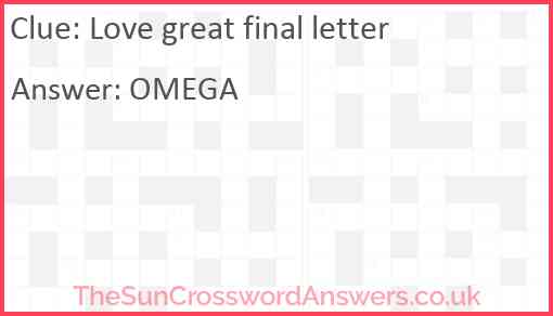 Love great final letter Answer