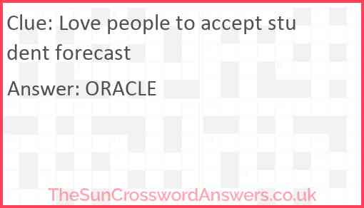 Love people to accept student forecast Answer
