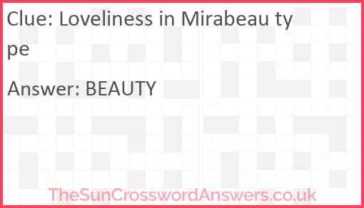 Loveliness in Mirabeau type Answer