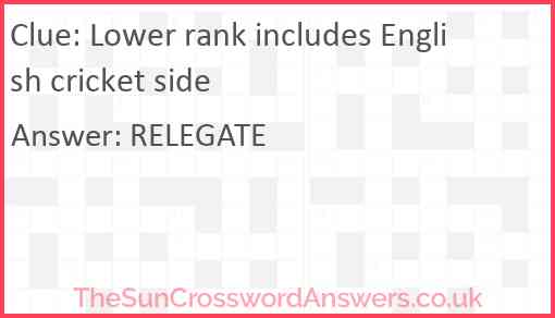 Lower rank includes English cricket side Answer