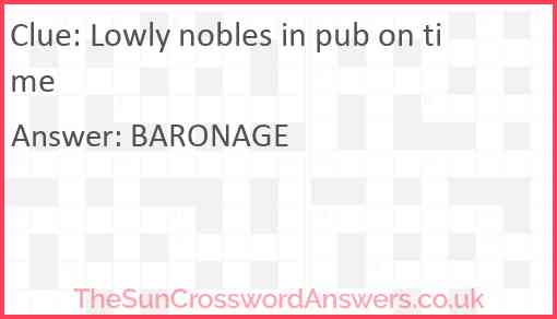 Lowly nobles in pub on time Answer
