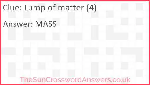 Lump of matter (4) Answer