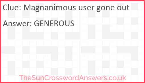 Magnanimous user gone out Answer