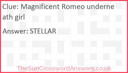 Magnificent Romeo underneath girl Answer