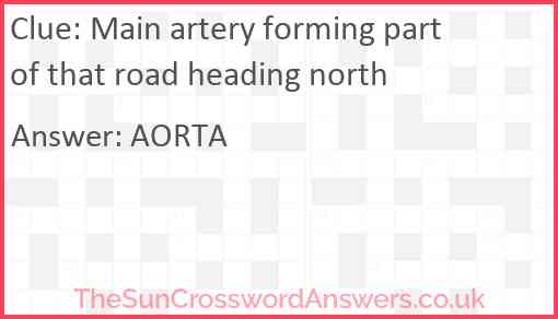 Main artery forming part of that road heading north Answer