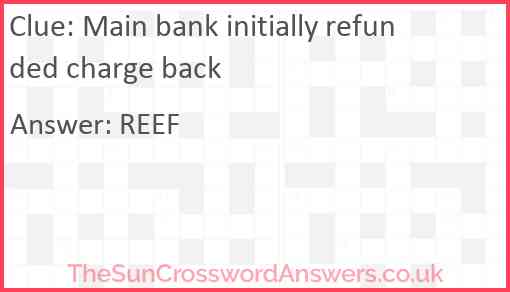 Main bank initially refunded charge back Answer
