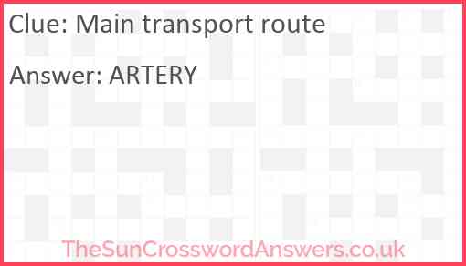 Main transport route Answer