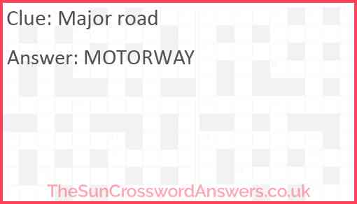 Major road Answer