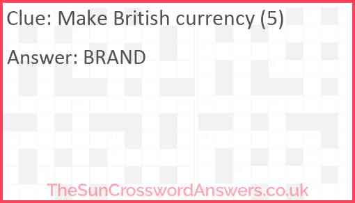 Make British currency (5) Answer