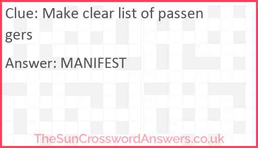 Make clear list of passengers Answer