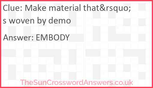 Make material that&rsquo;s woven by demo Answer