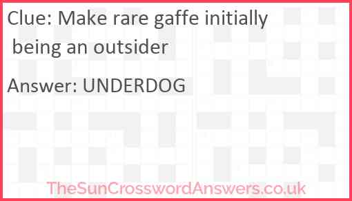 Make rare gaffe initially being an outsider Answer